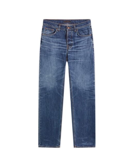 Nudie Jeans Blue Solid Ollie Straight Leg Jeans for men