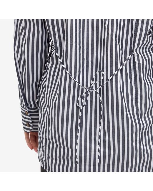 Ganni Blue Stripe Cotton Tie String Shirt