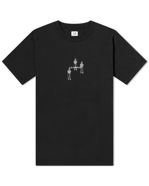 C P Company Black 30/1 Jersey Relaxed Graphic T-Shirt for men