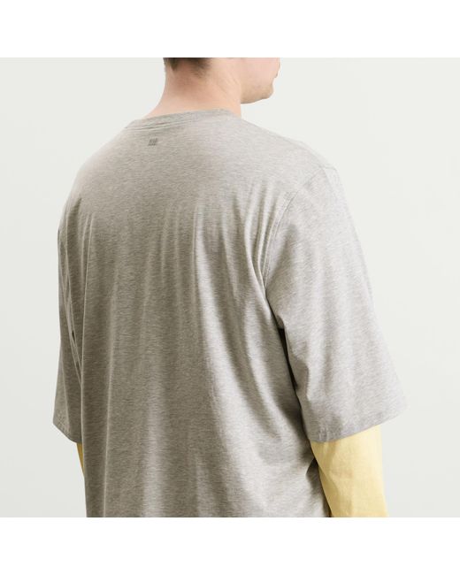 AMI Gray Mercerised Jersey Adc Double Layer T-Shirt for men