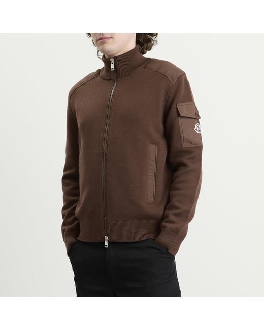 Moncler Brown Hybrid Wool Zip Through for men