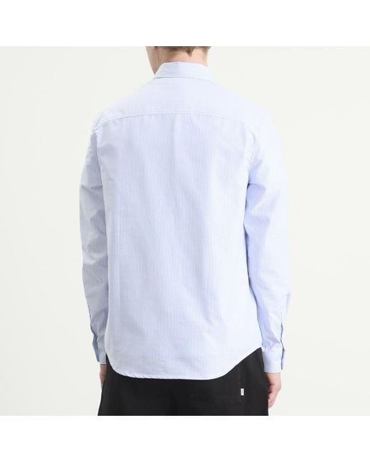 A.P.C. Blue Greg Button Down Stripe Shirt for men