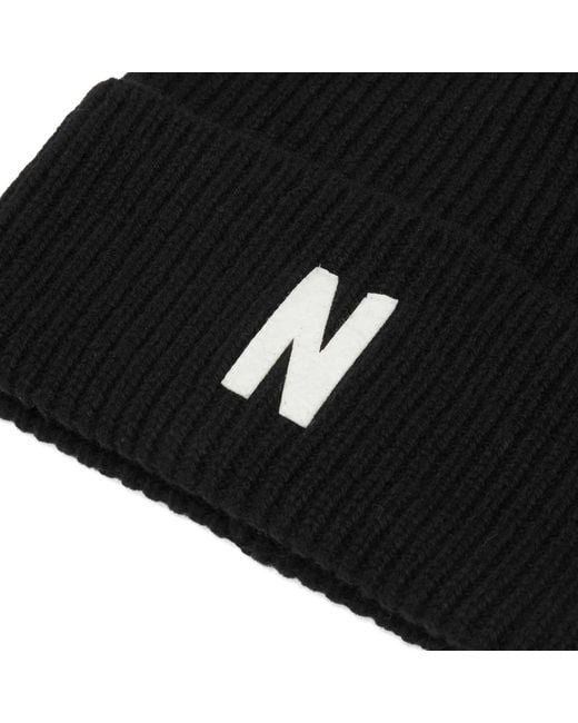 Norse Projects Black N Logo Beanie for men