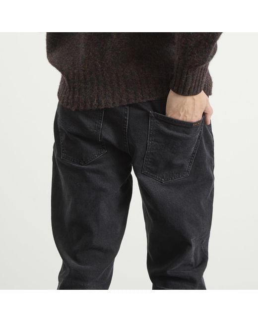 Nudie Jeans Gray Solid Ollie Straight Leg Jeans for men