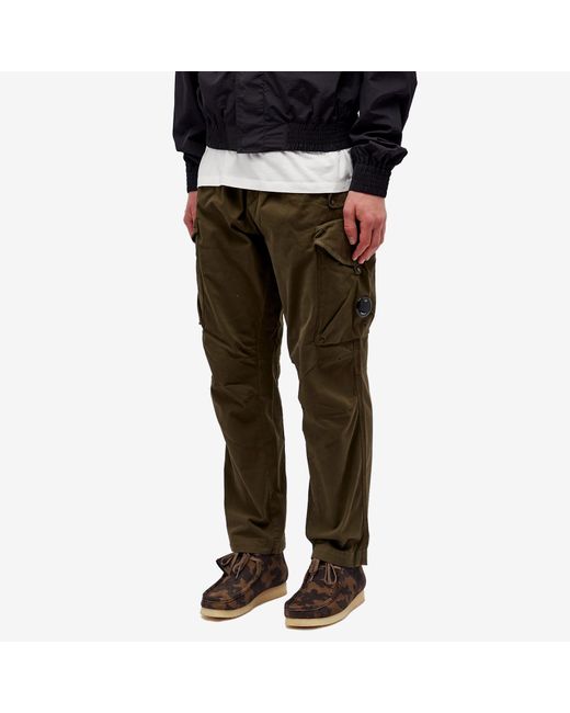 C P Company Green Stretch Sateen Loose Cargo Pants for men