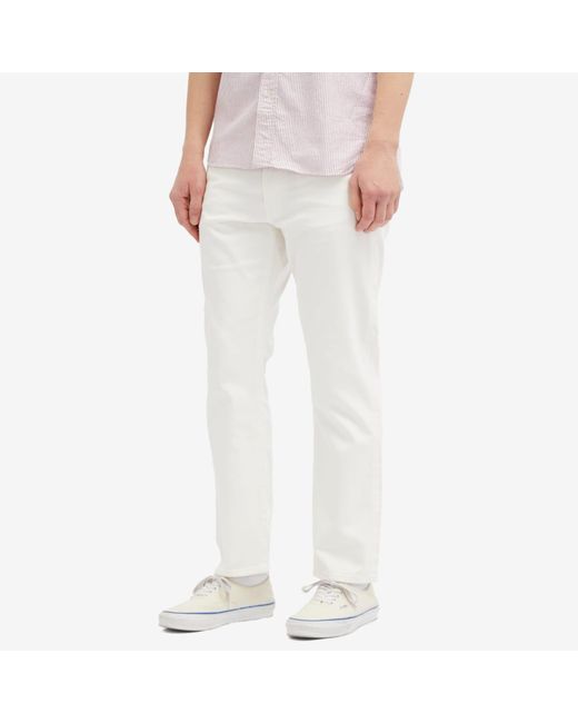 Beams Plus White 5 Pocket Denim Jeans for men