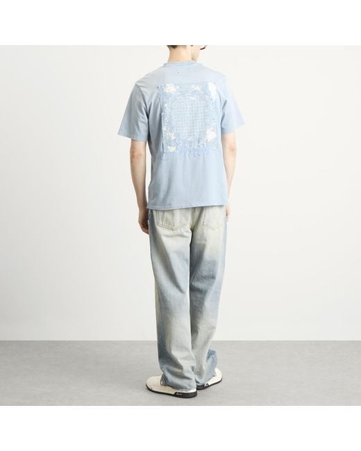 Amiri Blue Bleach Bandana Patch T-Shirt for men