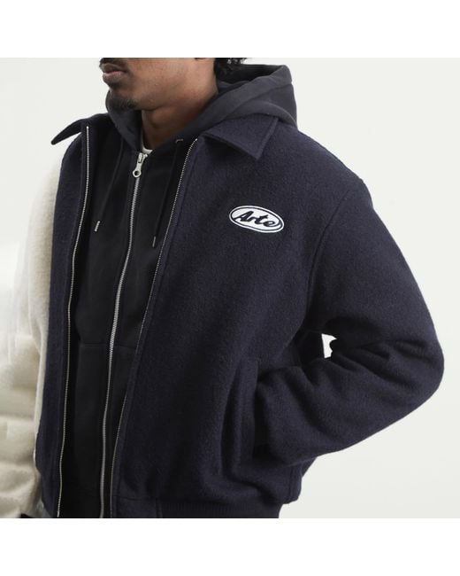Arte' Blue Wool Varsity Jacket for men