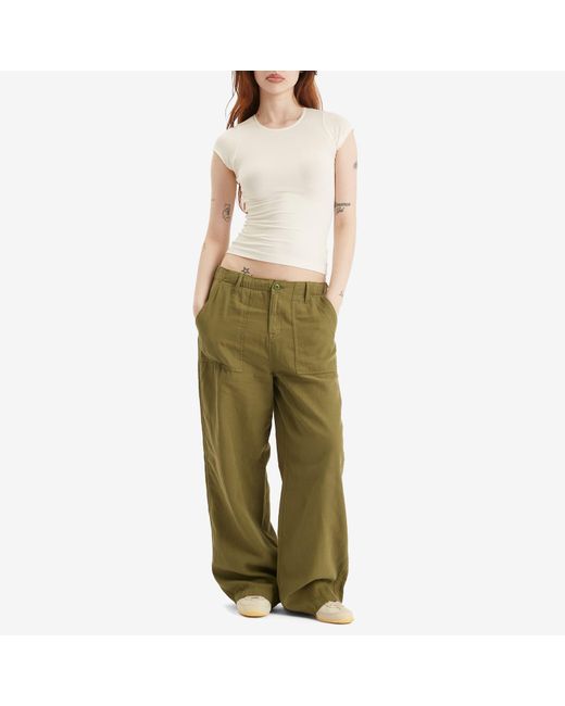 GOOD AMERICAN Green Lite Linen Pants