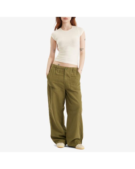 GOOD AMERICAN Green Lite Linen Pants