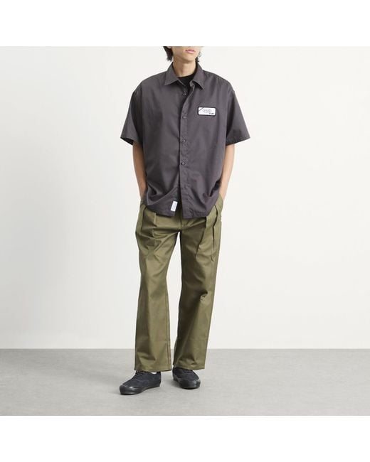 (w)taps Gray Logo Work Shirt for men