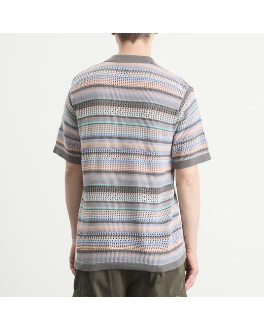 Thisisneverthat Gray Striped Knit Polo for men
