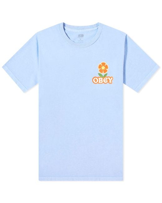 Obey Blue Make Art Not War Flower T-Shirt for men