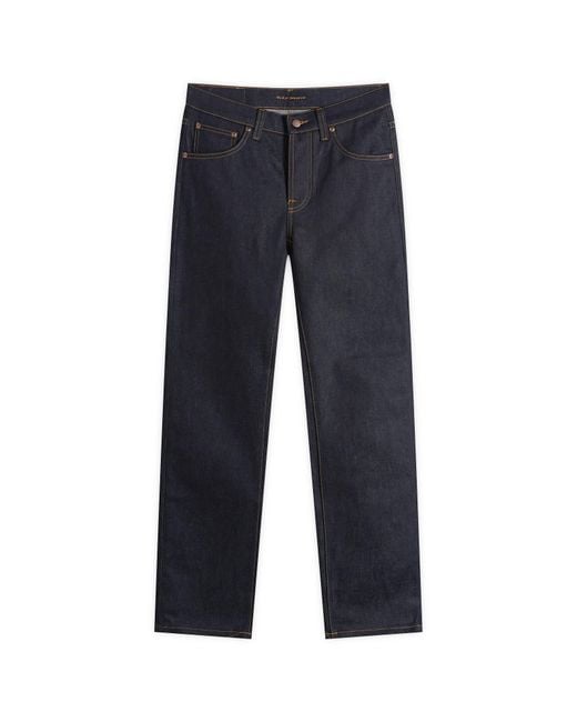 Nudie Jeans Blue Solid Ollie Straight Leg Jeans for men