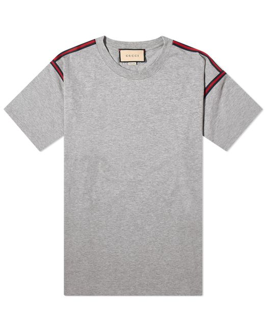 Gucci Gray Cotton Jersey T-shirt With Web for men