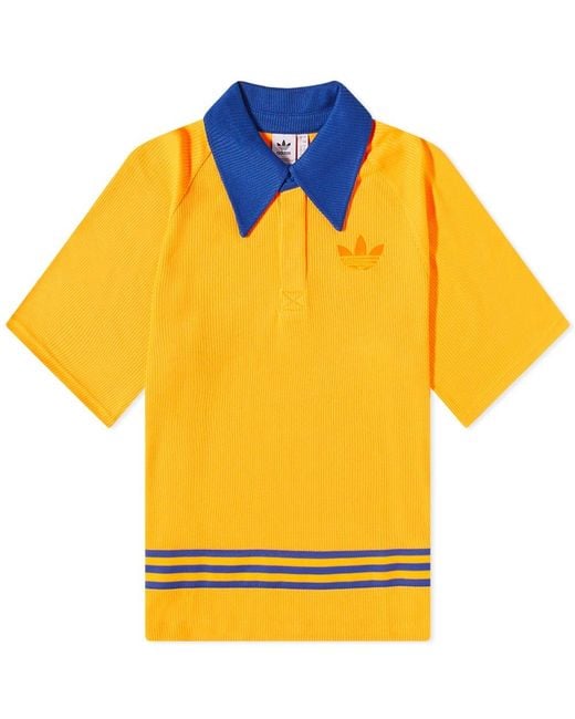 Adidas Yellow Adicolor 70s Knit Polo Shirt