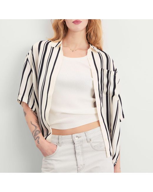 Anine Bing Black Coco Short Sleeve Stripe Shirt