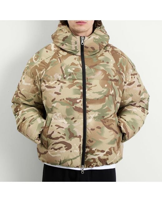 Cole Buxton Green Camo Hooded Down Jacket for men