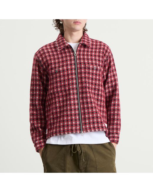 Brain Dead Check Mate Flannel Zip Shirt in Red for Men | Lyst Canada