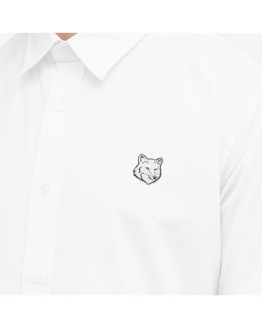 Maison Kitsuné White Bold Fox Head Patch Casual Shirt for men