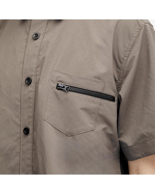 Sacai Gray Matte Taffeta Zip Short Sleeve Shirt for men