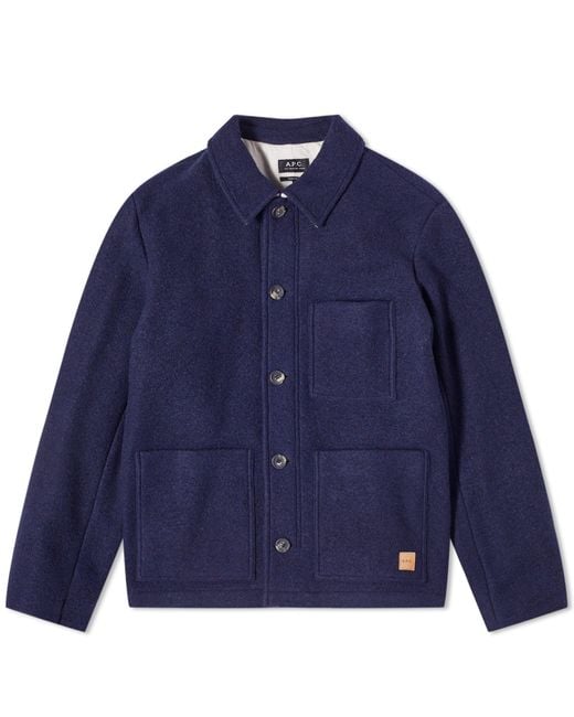 A.P.C. Blue Emile Wool Chore Jacket for men