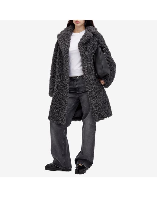 Stand Studio Black Midi Faux Fur Coat