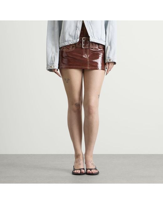 DIESEL Brown L-Evant Patent Mini Skirt With Belt