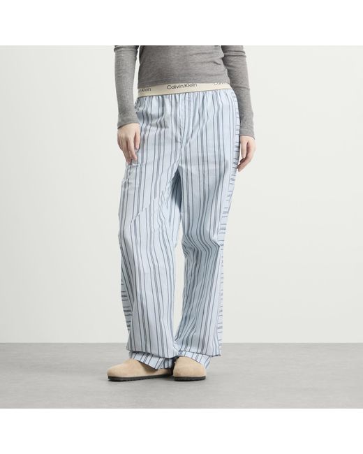 Calvin Klein Blue Cotton Poplin Sleep Pant