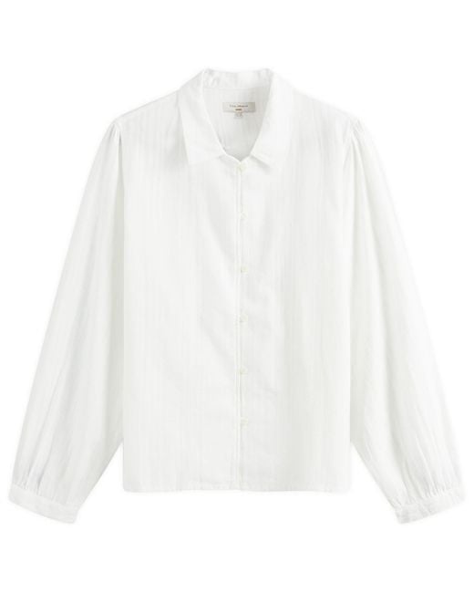 Nudie Jeans White Nudie Edith Striped Dobby Blouse