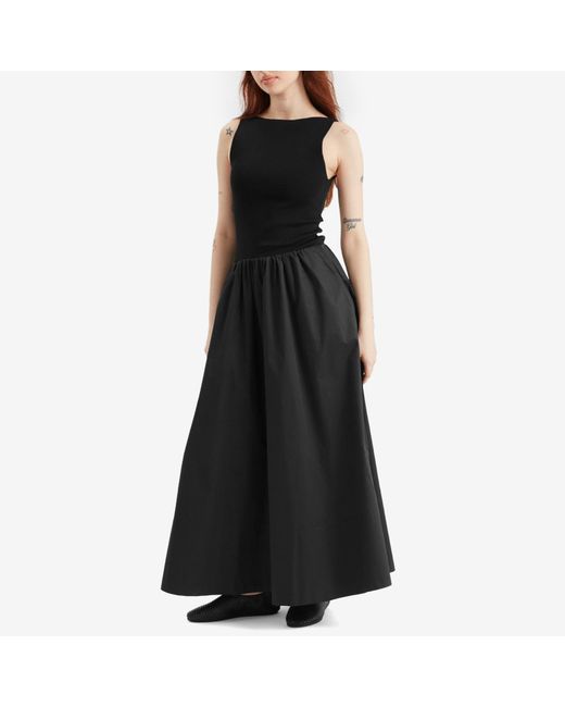 St. Agni Black Bateau Cut Out Midi Dress