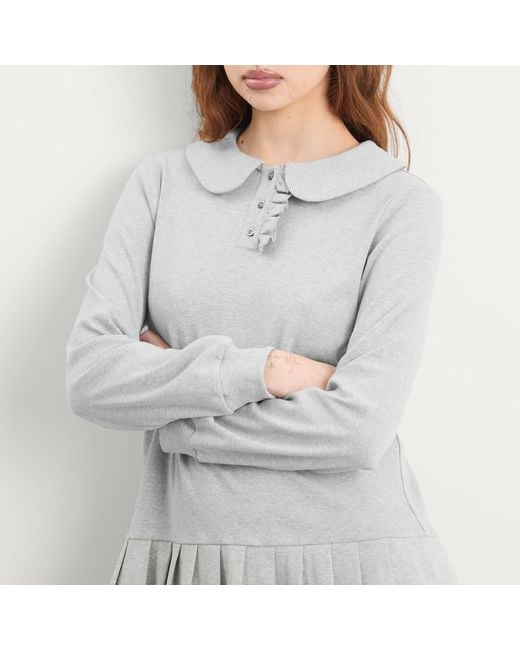 My Mum Made It White Polo Mini Long Sleeve Pleat Dress
