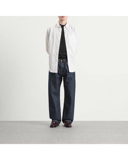Drole de Monsieur White Monogramme Stripe Shirt for men