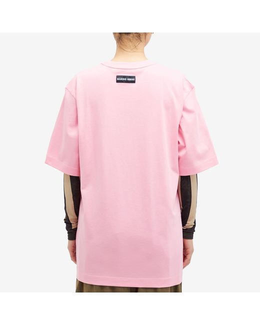 MARINE SERRE Pink Organic Cotton Jersey Plain T-Shirt