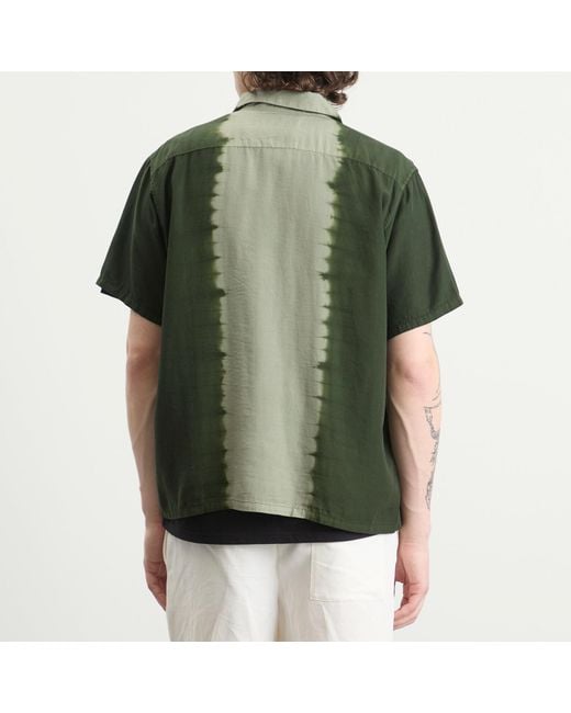 Nomarythm Textile Green Hand Dye Open Collar Shirt for men