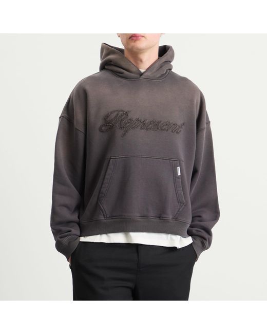 Represent Gray Rep Reverse Applique Hoodie for men