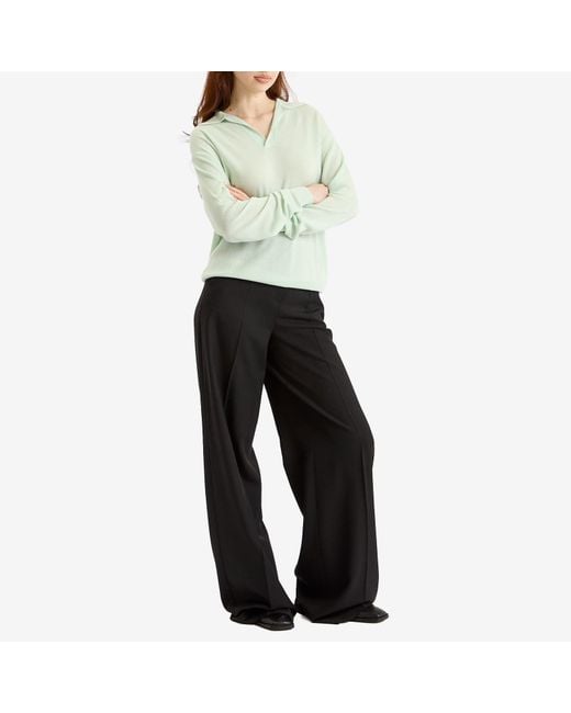 AURALEE Cashmere Silk Knit Skipper Polo in Green | Lyst