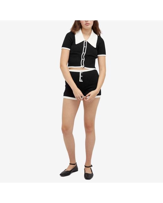 House Of Sunny Black Contrast Collar Button-Up Cardigan
