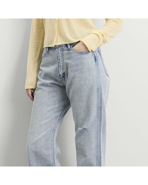 Auralee Blue Faded Selvedge Light Denim Pants