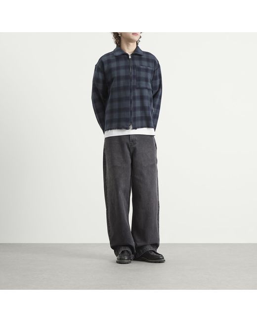 About Blank Blue Plaid Zipped Overshirt for men