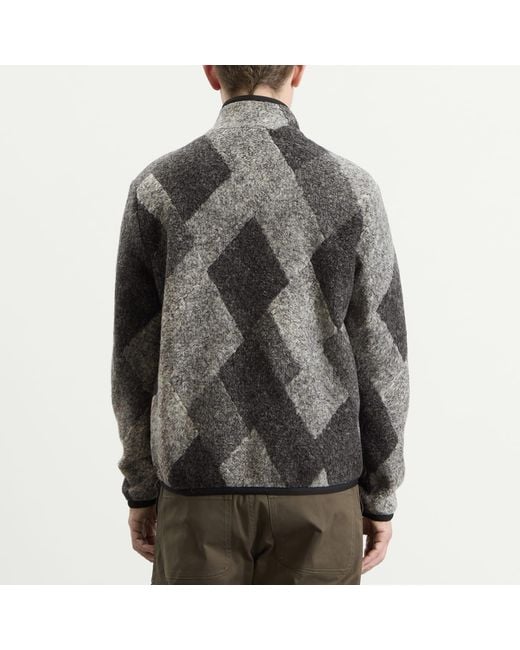 Moncler Black Zip Up Wool Jacquard Jacket for men