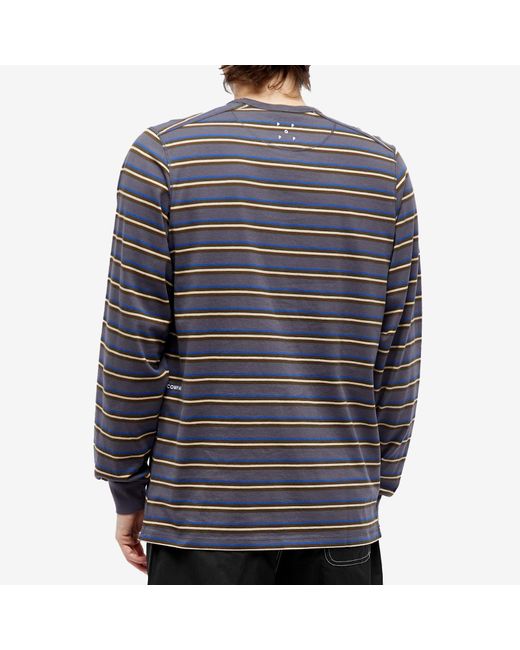 Pop Trading Co. Blue Long Sleeve Stripe T-Shirt for men