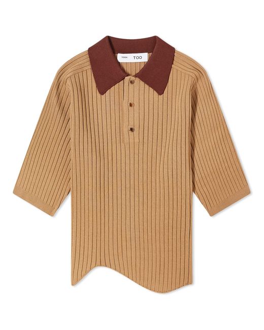Toga Brown Wave Knit Polo Shirt Top