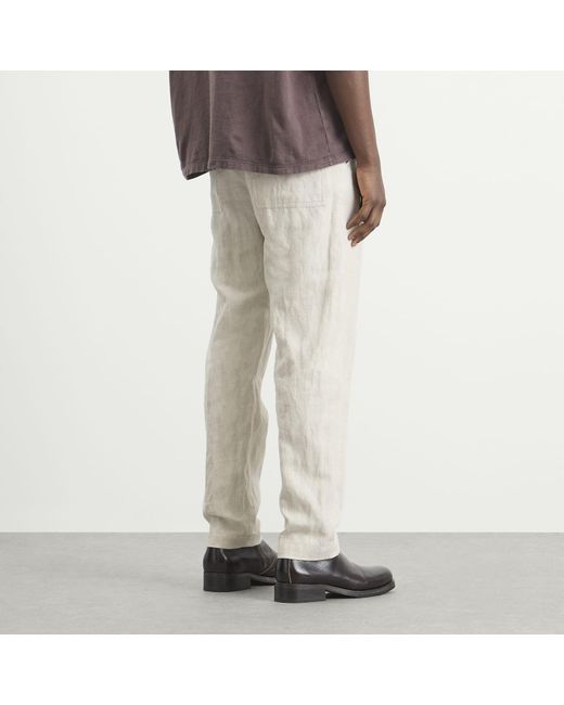 Dries Van Noten Natural Herringbone Cotton Linen Trouser for men