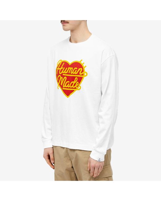 Human Made Long Sleeve Large Heart T-Shirt in White for Men | Lyst