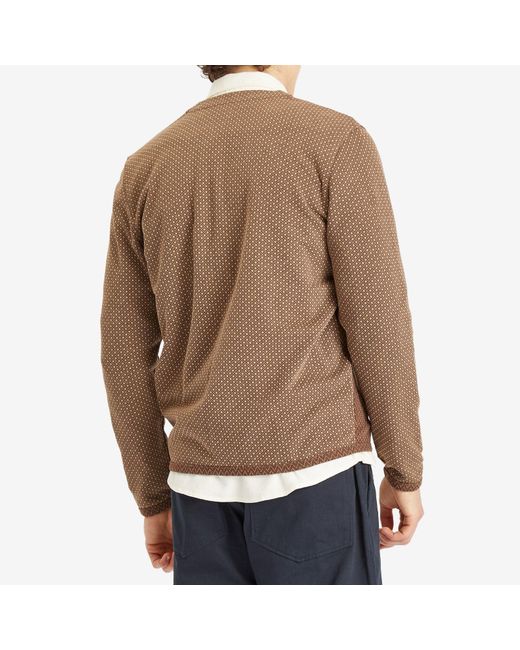 Universal Works Brown Jacquard Cardigan for men