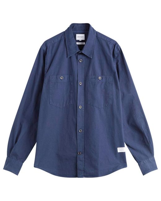 Norse Projects Blue Algot Cotton Ripstop Relaxed Shirt for men