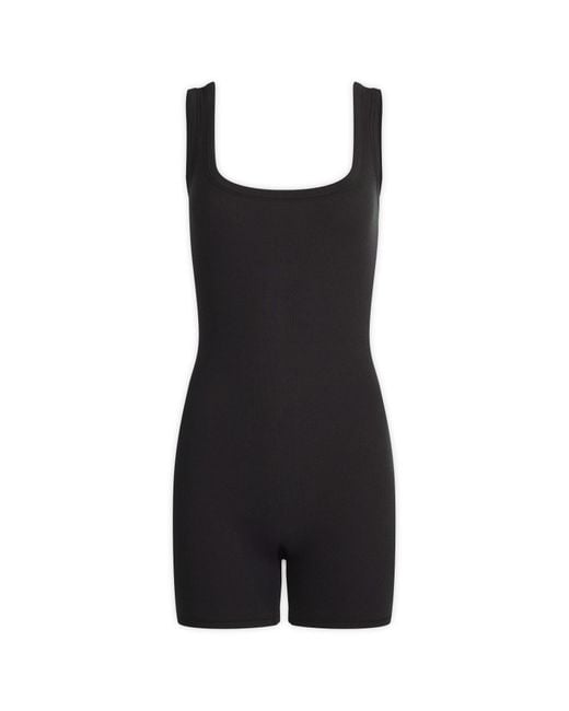 Skims Black Cotton Rib Onesie