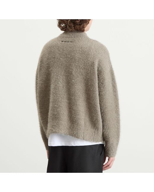 MKI Miyuki-Zoku Gray Faux Alpaca Knit Track Jacket for men