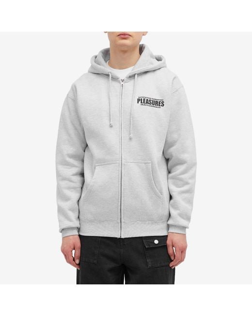 Pleasures Gray Staff Zip Hoodie for men